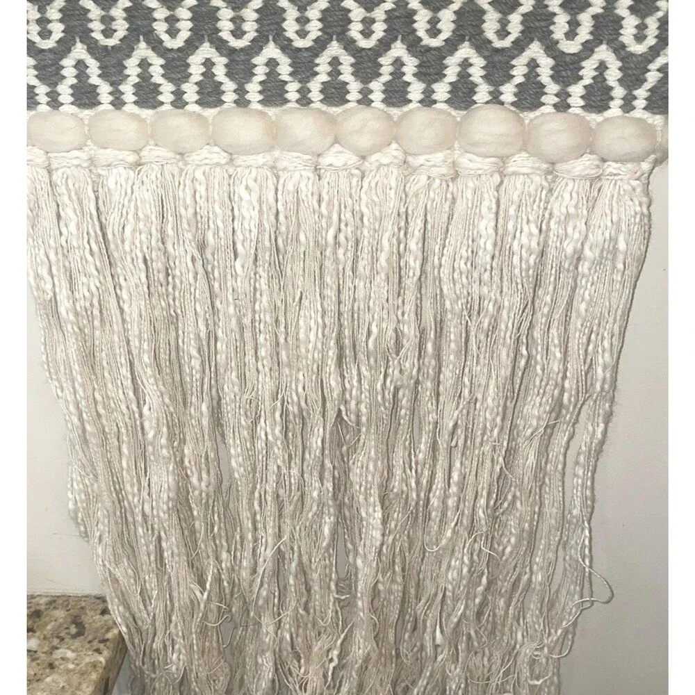 Bohemian Woven Wall Hanging Tassel Tapestry Home Wool Textile Art Decor 13”x 34”